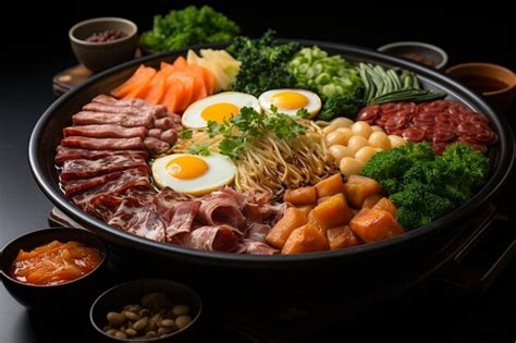 Premium Ai Image Sukiyaki Hot Pot With Boiling Vegetables