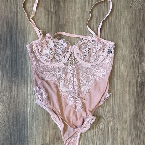 Windsor Baby Pink Lace Lingerie Bodysuit Size Depop