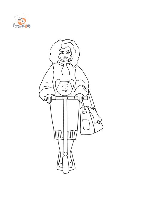 Woman On A Scooter Woman Coloring Pages For Adults Print And Online