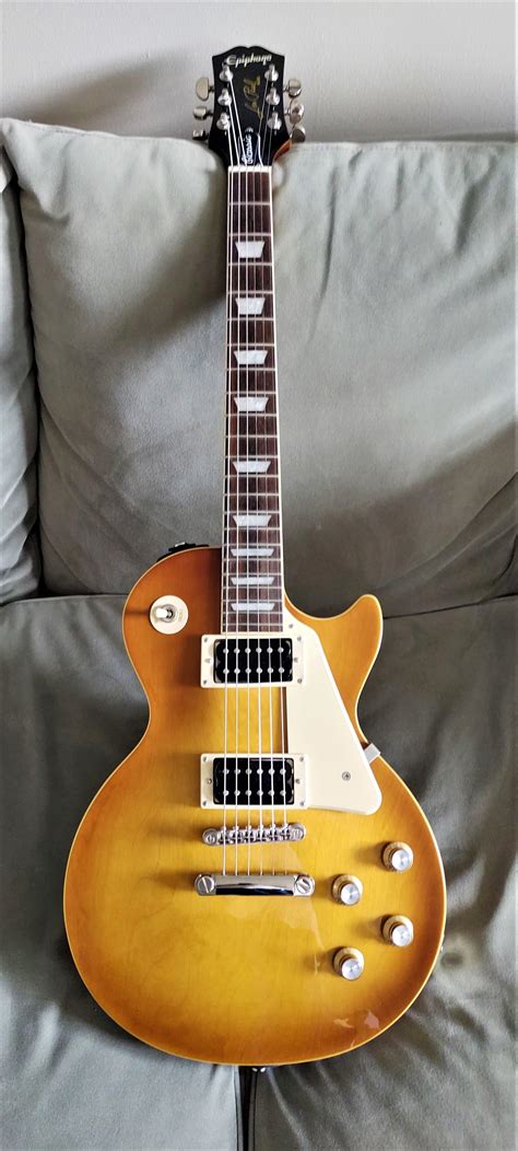 My recently upgraded 2020 Epiphone Les Paul Classic in Honeyburst : r ...