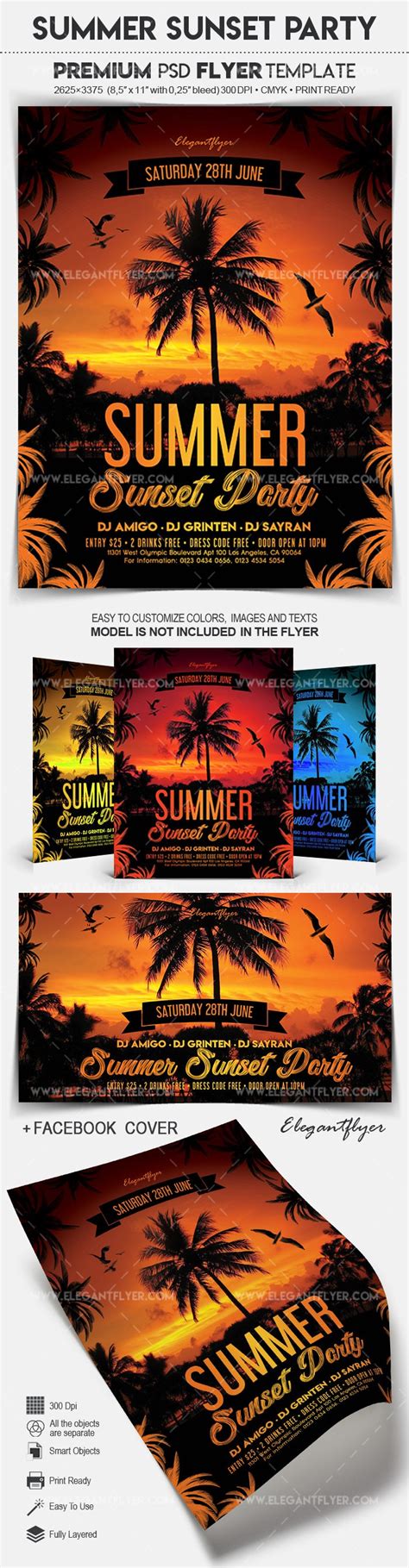 Black Simple Summer Sunset Premium Flyer Template Psd By Elegantflyer