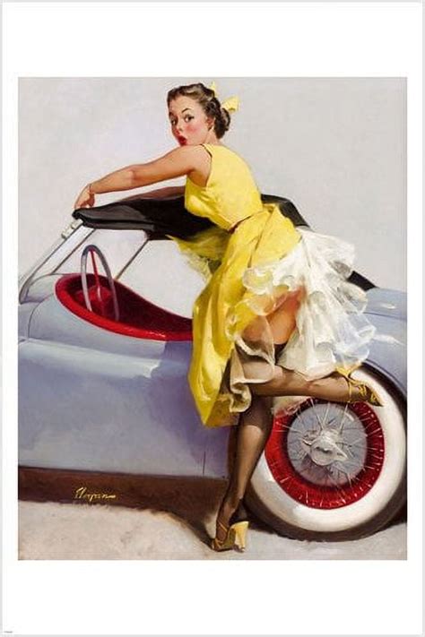 Vintage 1955 Convertible Pin Up Girl Poster 20x30 Sexy Hot Legs Lingerie Walmart