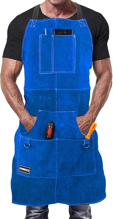 DIMWELD Leather Welding Apron With 6 Pockets For Men Heavy Duty