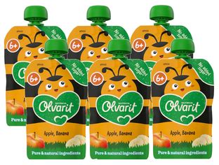 Olvarit 6M Appel Banaan Knijpfruit 6x100gr DeOnlineDrogist