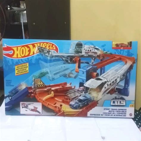 Promo Hot Wheels City Track Stunt Train Express Moto Tren Bala Diskon