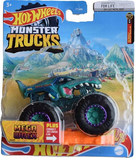 Amazon Hot Wheels Monster Trucks Mega Wrex Plus Connect And Crash Toys Games