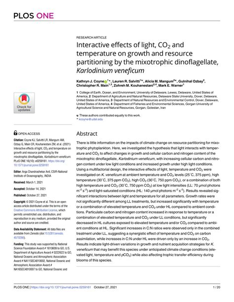 PDF Interactive Effects Of Light CO2 And Temperature On Growth And