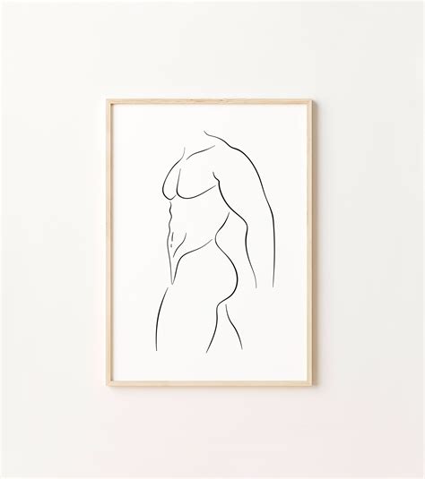 Man Line Art Male Body Line Drawing Naked Man Print Etsy