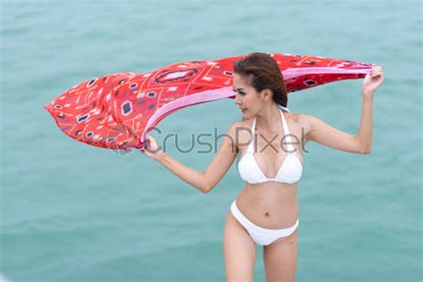Sexy Asian Girl In White Bikini Summer Concept Stock Photo Crushpixel
