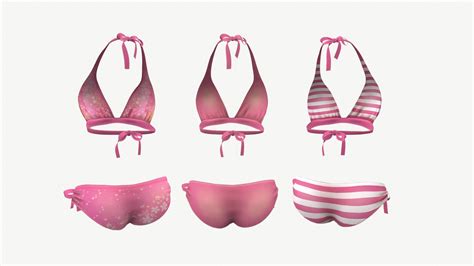 Pink Bikini Swimsuit 3 Colors 3D Model By Zvanka