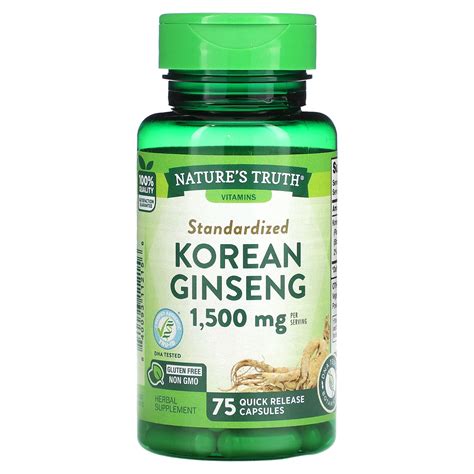 Nature S Truth Standardized Korean Ginseng 1 500 Mg 75 Quick Release