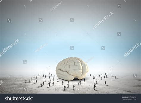 huge human brain   businesspeople stock photo