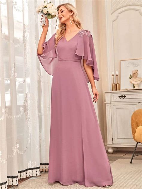 Purple Chiffon Bridesmaid Dress