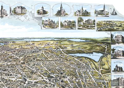 Haverhill Massachusetts In 1893 Birds Eye View Map Aerial Map