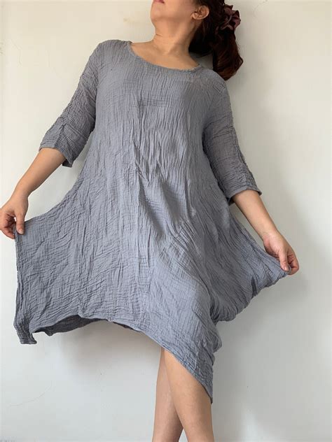 Cg0182 Cotton Gauze Long Sleeves Dress Double Gauze Cotton Etsy