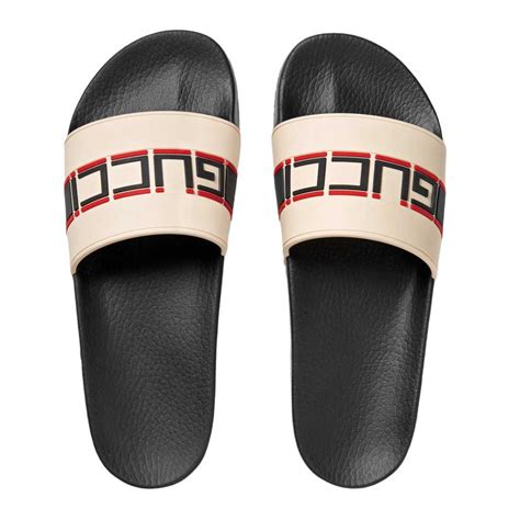 Dép Sandal Nam Gucci Stripe Rubber Slide Màu Trắng Đen Vua Hàng Hiệu