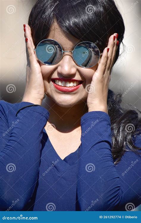 A Happy Latina Female Woman Stock Photo Image Of Latina Smiling