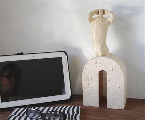 Naked Male Statue Ceramic Nude Figurine Antique White Sculpture With Crackle Glaze Gay Gift