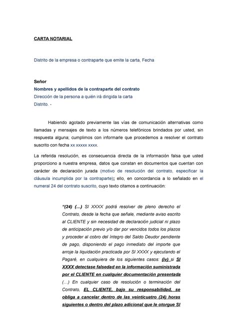 Carta Notarial Para Solicitar Derecho Civil Upao Studocu