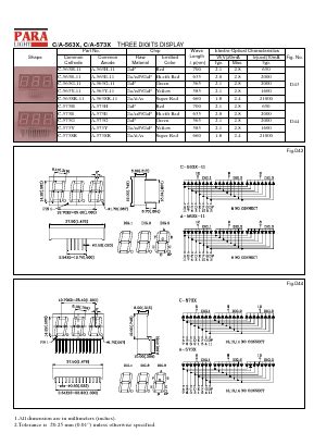 A 563E 11 Datasheet PDF Para Light Electronics THREE DIGITS DISPLAY