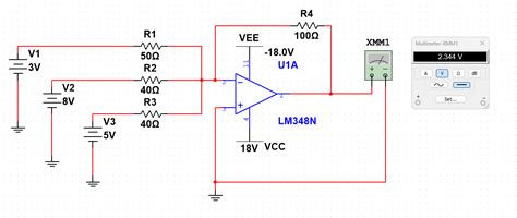 Summing Amplifier Circuit Procedure 1 Simulation