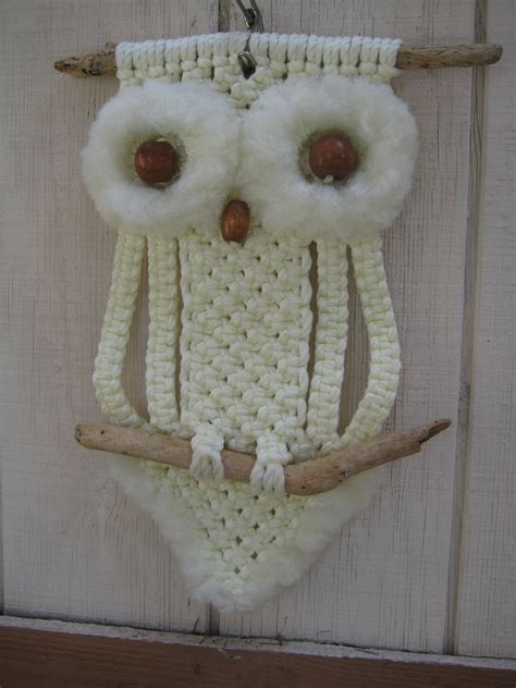 Vintage Macrame Owl Macrame Owl Ivory Owl Macrame Hanging By Stellakatie On Etsy Macrame Owl