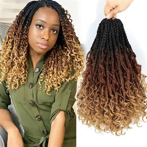 Buy Goddess Box Braids Crochet Hair 12 Inch Ombre Boho Box Braids Crochet Hair For Black Women