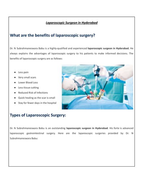 PPT Laparoscopic Surgeon In Hyderabad Laparoscopic Surgery In