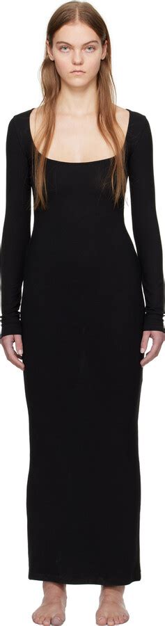 Skims Black Soft Lounge Long Sleeve Maxi Dress Shopstyle