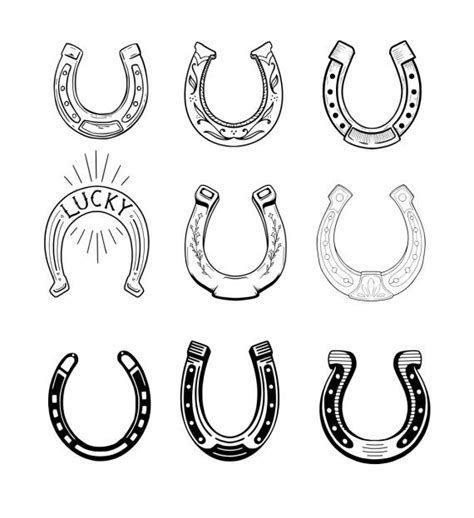 Horseshoe Tattoo Set Vector Eps Svg In 2024 Horse