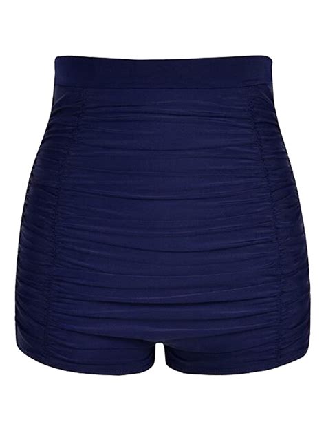 Womens High Waist Swim Shorts Ruffled Swimming Trunks Tummy Control Bikini Bottom Swimsuit