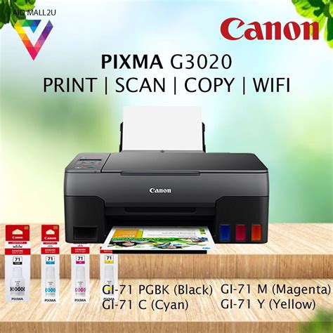 CANON Pixma G3020 Ink Tank Printer Color A4 Wifi Print Scan Copy