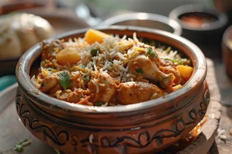 Premium Photo Indian Country Chicken Biryani In Clay Pot Indian