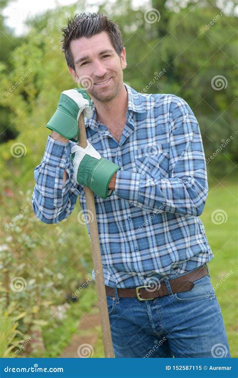 Portrait Male Gardener Stock Image Image Of Lawn Tool 152587115