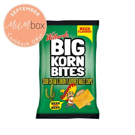 Willards Big Korn Bites Sour Cream And Onion Flavoured Maize Chips 50g