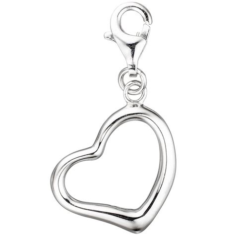 Einhänger Charm Anhänger Herz 925 Sterling Silber rhodiniert mit