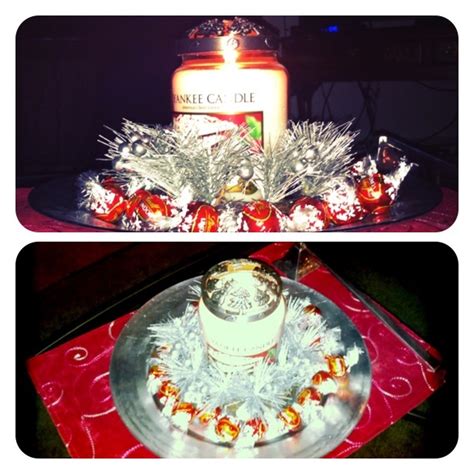 Yankee Candle Centerpiece Surrounded In Yummy Lindt Milk Chocolates