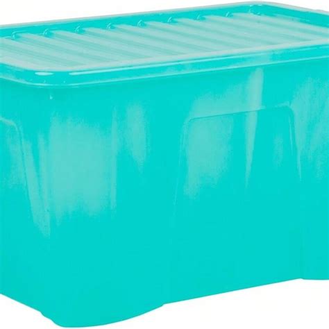 Whatmore Manufacturing Wham Crystal 60 Liter Storage Heavy Duty Plastic Storage Box With Lids