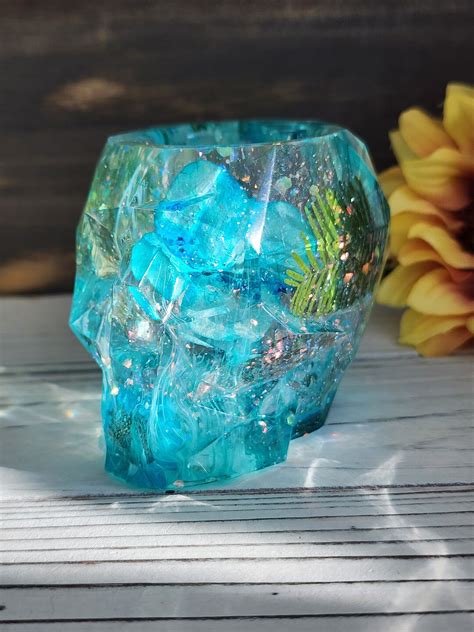 Skull Pen Holder Hand Poured Resin Skull Desk Decor Etsy