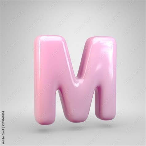 Bubble Gum Pink Letter M Uppercase Isolated On White Background Stock