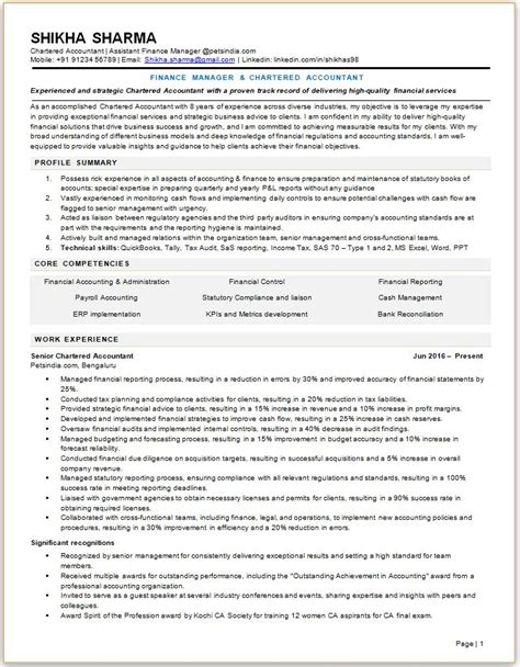 Chartered Accountant Cv Resume Hot Sex Picture