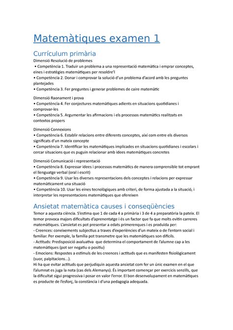 Apuntes Mates teoria examen Matemàtiques examen 1 Currículum primària