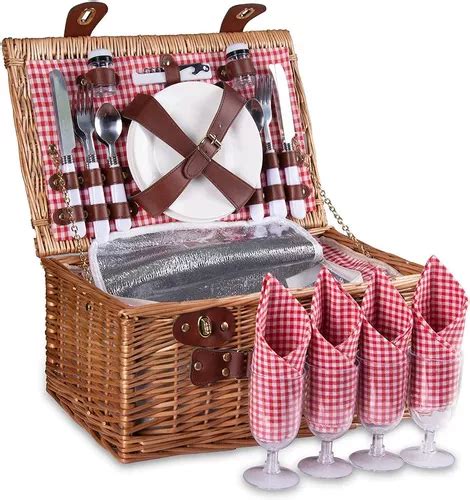 Canasta Picnic Cesta Mimbre Comida Playa Camping Personas Meses Sin