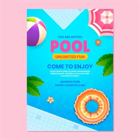 Free Vector Pool Party Invitation Template