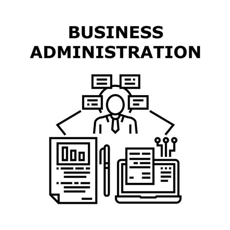 Business Administration Concept Black Illustration Vector Art