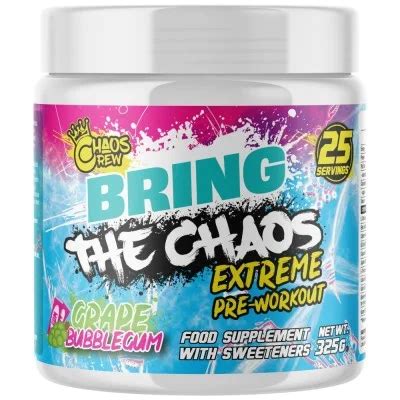 chaos crew bring  chaos  extreme pre workout grape bubblegum