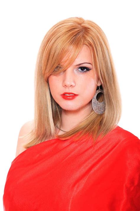 Beautiful Blonde Woman Bed Red Silk Sheets Stock Photos Free Royalty Free Stock Photos From