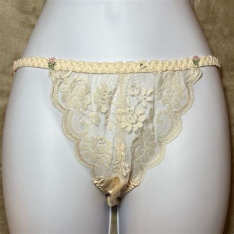 NWOT Maidenform Chantilly Peachy Lace Silky Nylon String Bikini Panty S EBay