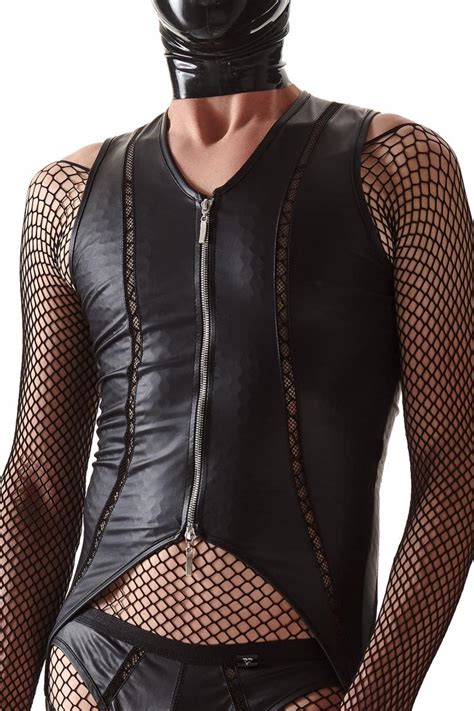 Body ouvert aus Wetlook Material mit Reisverschluss Bodys Overalls für IHN Club Hot