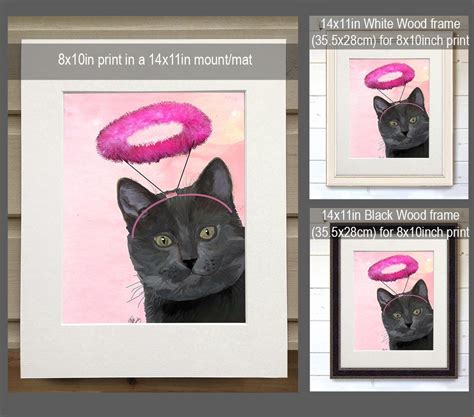 Black Cat Halo Cat Drawing Cat Poster Cat Wall Decor Cat Etsy